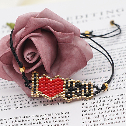 Браслет из стеклянных бисера «Я люблю тебя», плетеный регулируемый браслет