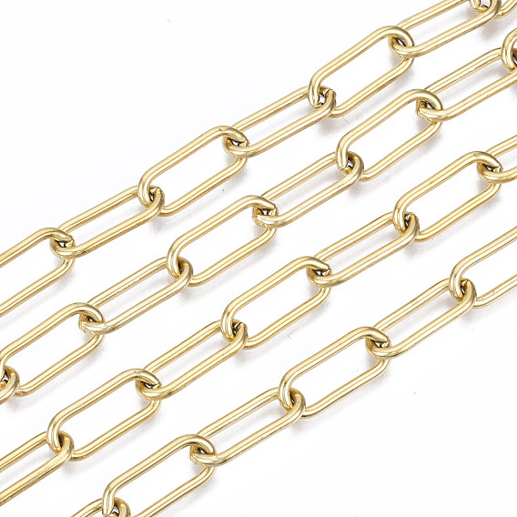 304 cadenas de clips de acero inoxidable, cadenas portacables alargadas estiradas, sin soldar, con carrete, oval