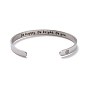 304 bracelet manchette ouvert en acier inoxydable, bracelet mot inspirant pour hommes femmes