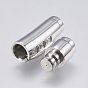 304 Stainless Steel Bayonet Clasps, with Rhinestone, Tube, Crystal