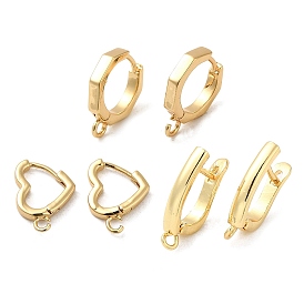 Brass Hoop Earrings Finding, with Horizontal Loop