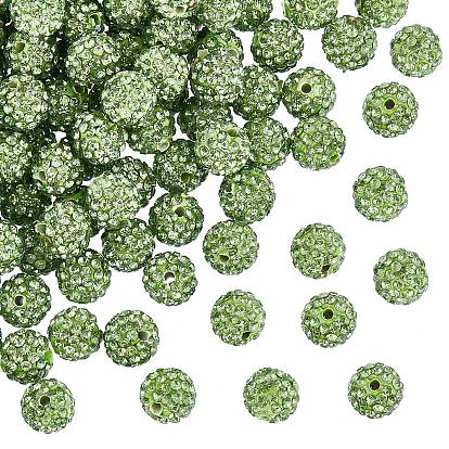 Perles de boule pave disco , Perles de strass d'argile polymère , ronde, pp 13 (1.9~2 mm), 6 rangées de strass, 10 mm, Trou: 2mm