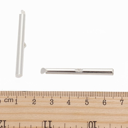 Brass Slide On End Clasp Tubes,  Slider End Caps, 39.5x4mm, Hole: 1~2mm