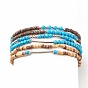 6Pcs 6 Style Natural Coconut & Synthetic Turquoise Beaded Stretch Anklets Set with Brass Tube, Stackable Summer Anklets for Women
