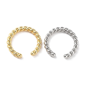 Rack Plating Brass Twist Rope Shape Open Cuff Rings for Women, Lead Free & Cadmium Free, Long-Lasting Plated