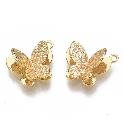 Brass Charms, Nickel Free, Butterfly, Textured