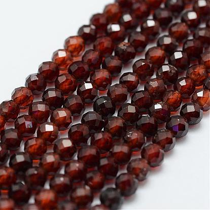 Natural Garnet Bead Strands, Round, Faceted