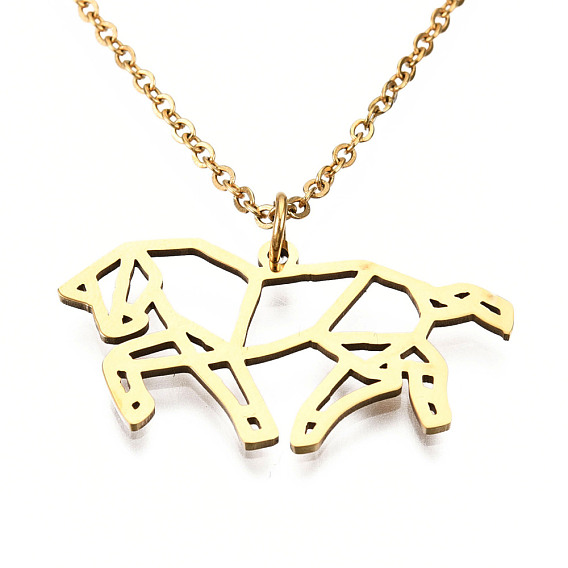 201 Stainless Steel Pendant Necklaces, with Cable Chains, Horse