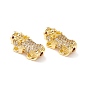 Brass Micro Pave Clear & Orchid Cubic Zirconia Beads, Long-Lasting Plated, Cadmium Free & Lead Free, Lion