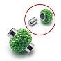 304 Stainless Steel Magnetic Clasps with Glue-in Ends, with Polymer Clay Rhinestone Beads, Grade A, Rondelle
