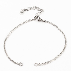 304 Stainless Steel Cable Chain Bracelet Making, with Lobster Claw Clasps and Heart Extension Chain