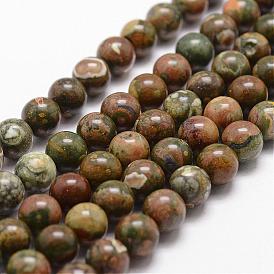 Rhyolite naturelle brins de perles de jaspe, ronde
