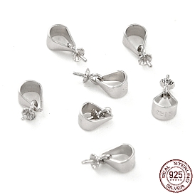 925 Sterling Silver Peg Bails, Snap on Bail with Peg Bails, Flower