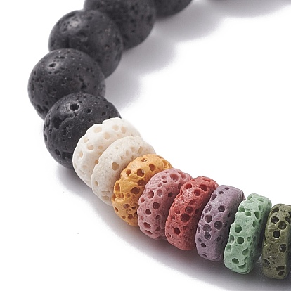 Bracelet extensible perlé en pierre de lave naturelle, bijoux de pierres précieuses d'huile essentielle pour les femmes