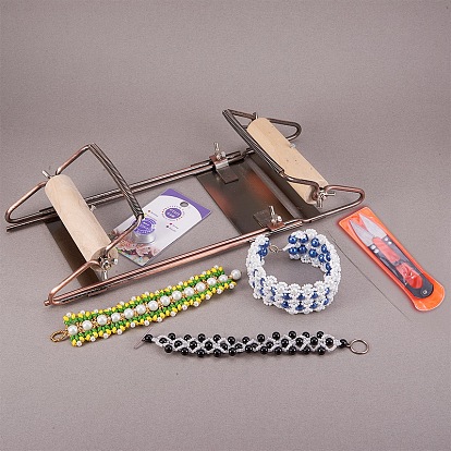 Adjustable Iron Jewelry Tools, For Stringing Beads, with Wood Findings