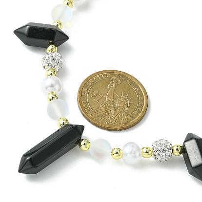 Colliers de perles en pierres précieuses naturelles mélangées et en pierre de lune synthétique