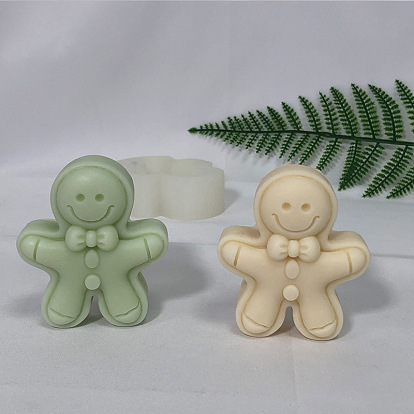 Christmas Theme Gingerbread Man DIY Silicone Candle Molds, for Scented Candle Making