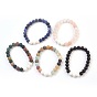 Natural Gemstone and Natural Dyed Lava Rock Stretch Bracelets Sets, Frosted, Round