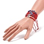 6Pcs 6 Style Alloy Hamsa Hand & Resin Evil Eye Braided Bead Bracelets Set, Lucky Nylon Knot Adjustable Bracelets for Kids