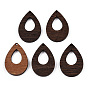 Natural Wenge Wood Pendants, Undyed, Hollow Teardrop Charms
