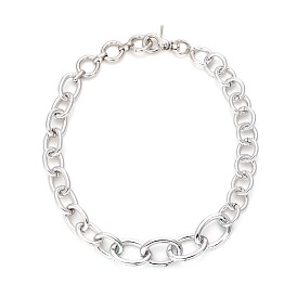 Collier en alliage minimaliste pour femmes, chaîne de collier vintage avec serrure circulaire