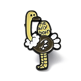 Word Newly Born Enamel Pin, Ostrich Alloy Badge for Backpack Clothes, Electrophoresis Black