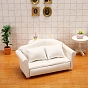 Petit canapé en bois, avec housse en coton et oreiller, accessoires de meubles de maison de poupée, pour salon miniature