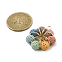 Natural Lava Rock Dyed Beaded Pendants, Flower Charms with 304 Stainless Steel Findings, Colorful