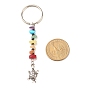 Natural & Synthetic Gemstone Beaded Keychains, with Alloy Pendants & Glass Beads, Iron & 304 Stainless Steel Findings, Mix-shaped