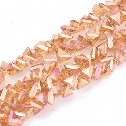 Electroplated Glass Bead Strands, Rainbow Plated, Triangle