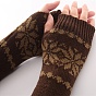 Fil de fibre de polyacrylonitrile tricotant de longs gants sans doigts, manchette, gants chauds d'hiver avec trou pour le pouce, motif de fleur