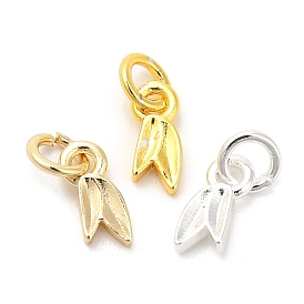 Eco-Friendly Rack Plating Brass Charms, with Jump Ring, Long-Lasting Plated, Lead Free & Cadmium Free, Leaf Charm
