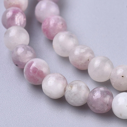 Brins de perles de tourmaline rose naturelles, ronde