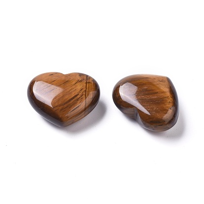Natural Tiger Eye Heart Love Stone, Pocket Palm Stone for Reiki Balancing
