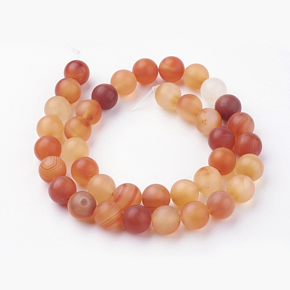 Natural Carnelian Bead Strands, Round, Frosted