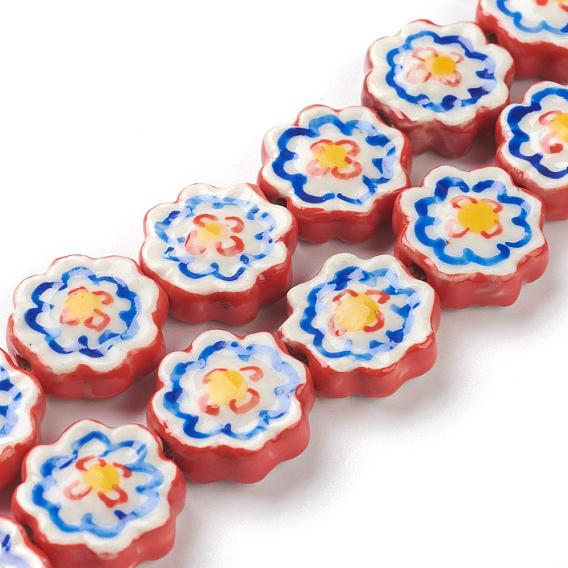 Porcelana hecha a mano cuentas de flores hebras