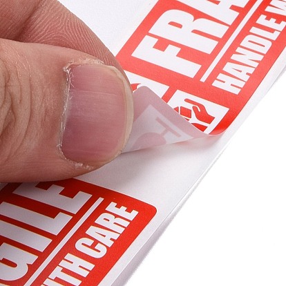Autocollants d'étiquette d'avertissement en papier auto-adhésifs, rectangle avec mot fragile manipuler avec soin étiquettes autocollants, pour l'expédition et l'emballage