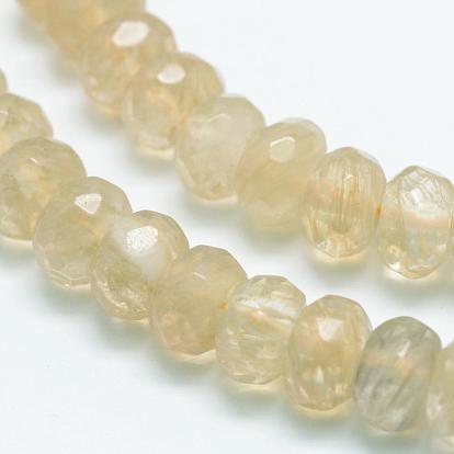 Faceted Coffee Watermelon Stone Glass Beads Strands, Rondelle, 8x5mm, Hole: 1mm, about 76pcs/strand, 15.2 inch