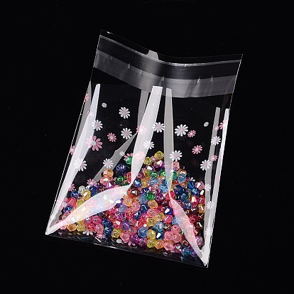 Прямоугольник ОПП целлофановые мешки, с цветочным узором, 10x6.9см, двусторонняя толщина: 0.07 мм, о 95~100шт / мешок