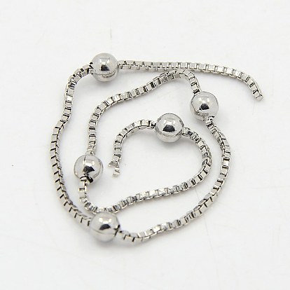 304 Stainless Steel Venetian Chains, Soldered, Box Chain, Decorative Chain, with Ball Beads, 1.2mm