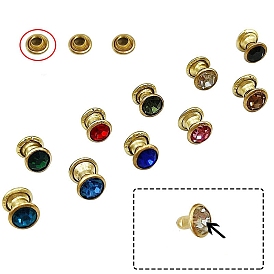 Alloy Semi-Tublar Rivet Studs, with Rhinestone, for Purse, Bags, Boots, Leather Crafts Decoration