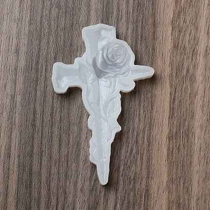 Cruz de religión con moldes de silicona para decoración de exhibición de rosas, moldes de resina, para resina uv, fabricación artesanal de resina epoxi