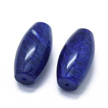Pastèque synthétique verre de pierre deux perles demi-percées, ovale