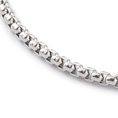 304 Stainless Steel Box Chain Bracelets,with Brass Lobster Claw Clasps