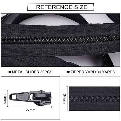Garment Accessories, Nylon Closed-end Zipper, Zip-fastener Components, for Bag Zipper, with Spray Painted Zinc Alloy Zipper Sliders Zipper Head