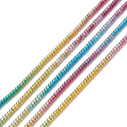 Rainbow Color Electroplate Non-magnetic Synthetic Hematite Beads Strands, Rondelle
