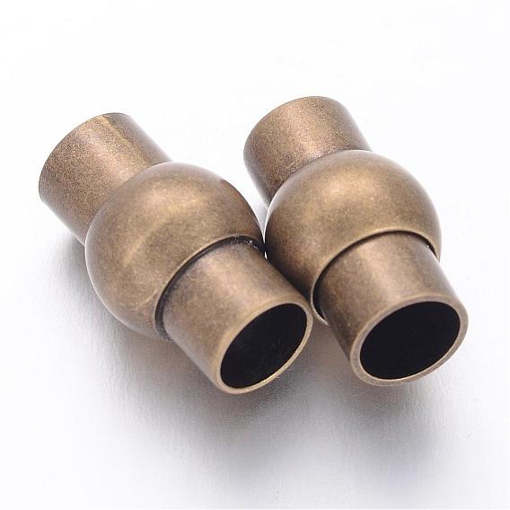 Brass Magnetic Clasps with Glue-in Ends, Oval, 17x10mm, Hole: 6mm