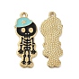 Alloy Enamel Pendants, Skeleton with Hat Charm, Golden
