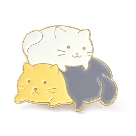 Cute Cats Enamel Pin, Alloy Enamel Brooch Pin for Clothes Bags, Golden