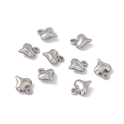 304 Stainless Steel Charms, Puffed Heart Charms